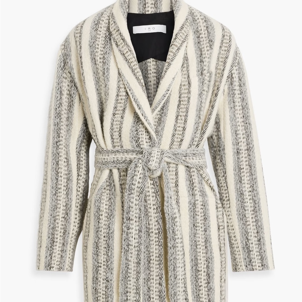 IRO Monochrome Striped Belted Coat, Size FR36